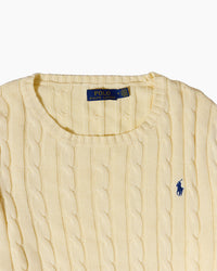 RL Cream Cable Knit Sweater & Navy Logo