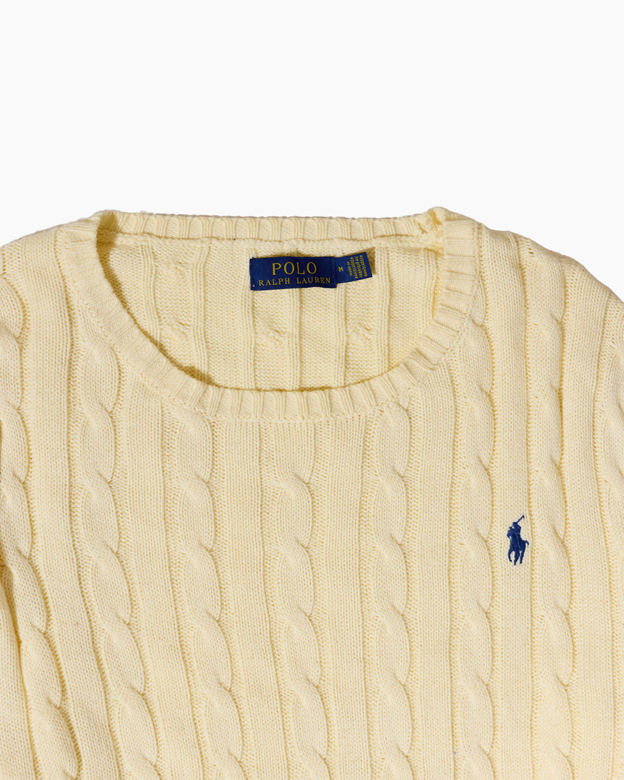 RL Cream Cable Knit Sweater & Navy Logo