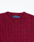 RL Burgundy Cable Knit Sweater & Navy Logo