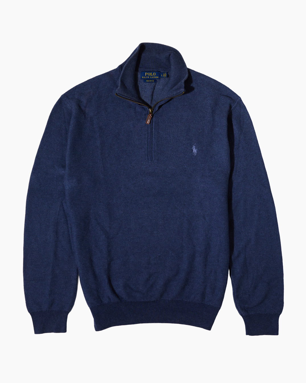 RL Navy Quarter Zip Knit & Light Blue Logo