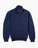 RL Navy Quarter Zip Knit & Light Blue Logo