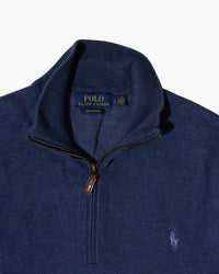 RL Navy Quarter Zip Knit & Light Blue Logo