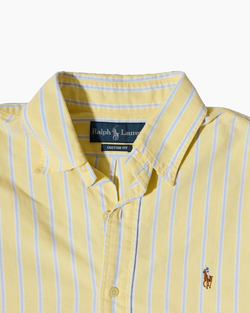 RL Yellow Stripe Button Down Shirt & Brown Logo