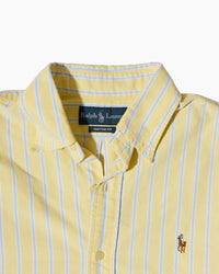 RL Yellow Stripe Button Down Shirt & Brown Logo
