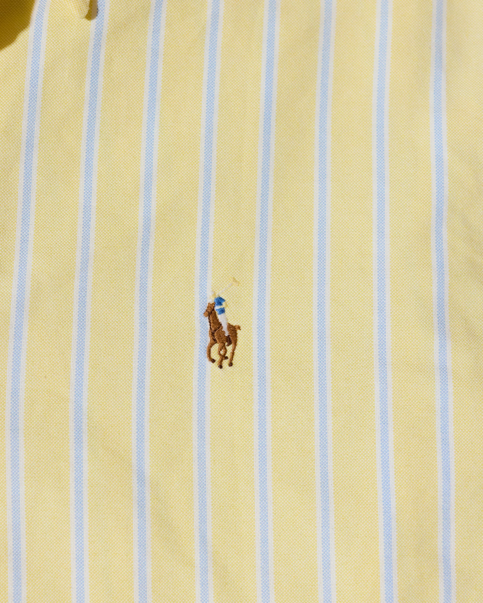 RL Yellow Stripe Button Down Shirt & Brown Logo