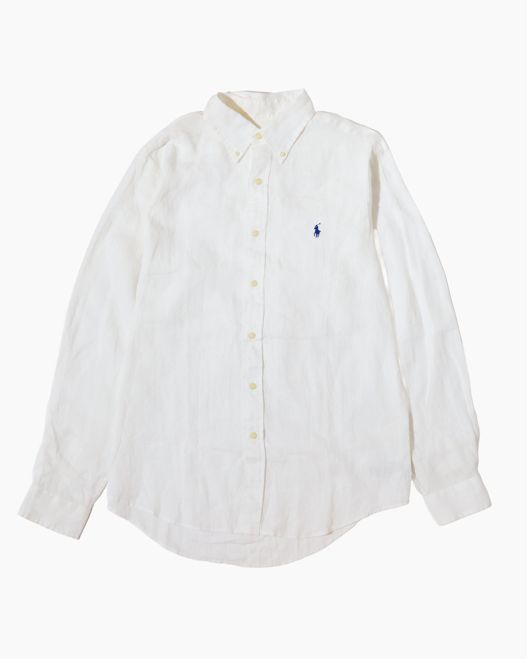 RL White &. Navy Logo Linen Shirt