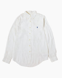RL White &. Navy Logo Linen Shirt