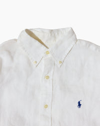 RL White &. Navy Logo Linen Shirt