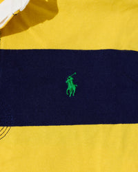 RL Yellow & Navy Striped Rugby Shirt & Green Logo (L)