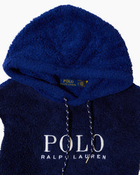 RL Navy & White Sherpa fleece hoodie (S-M)