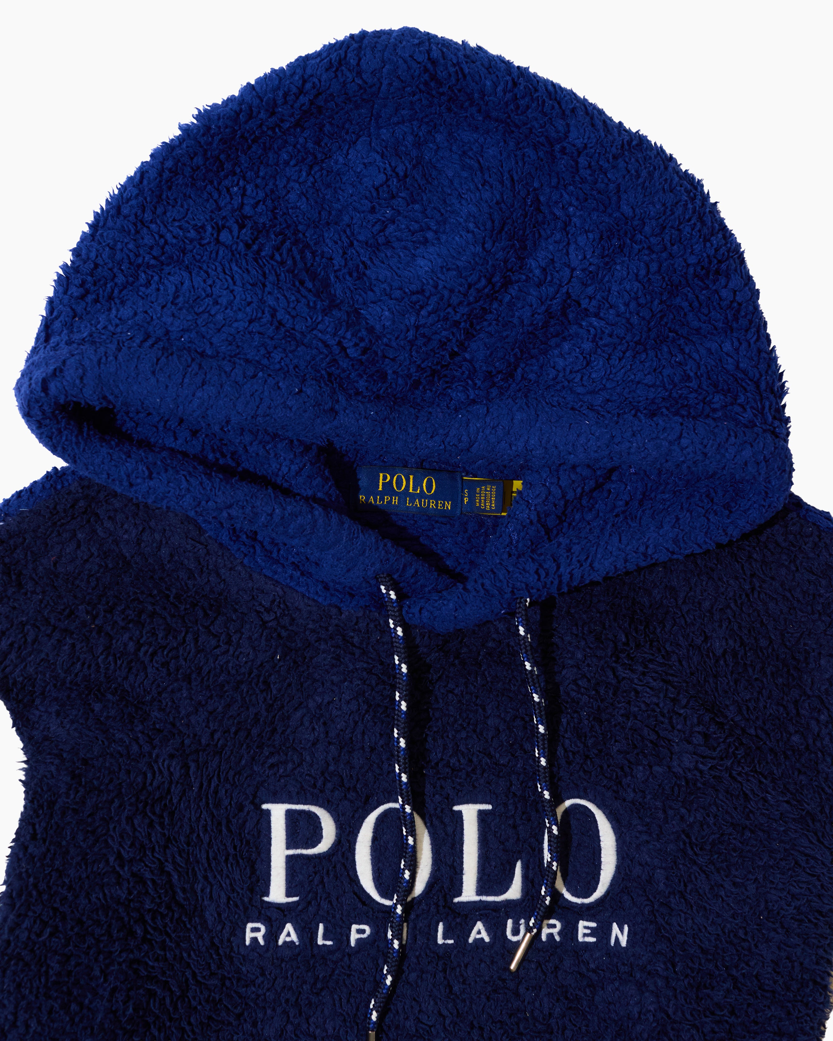 RL Navy & White Sherpa fleece hoodie (S-M)