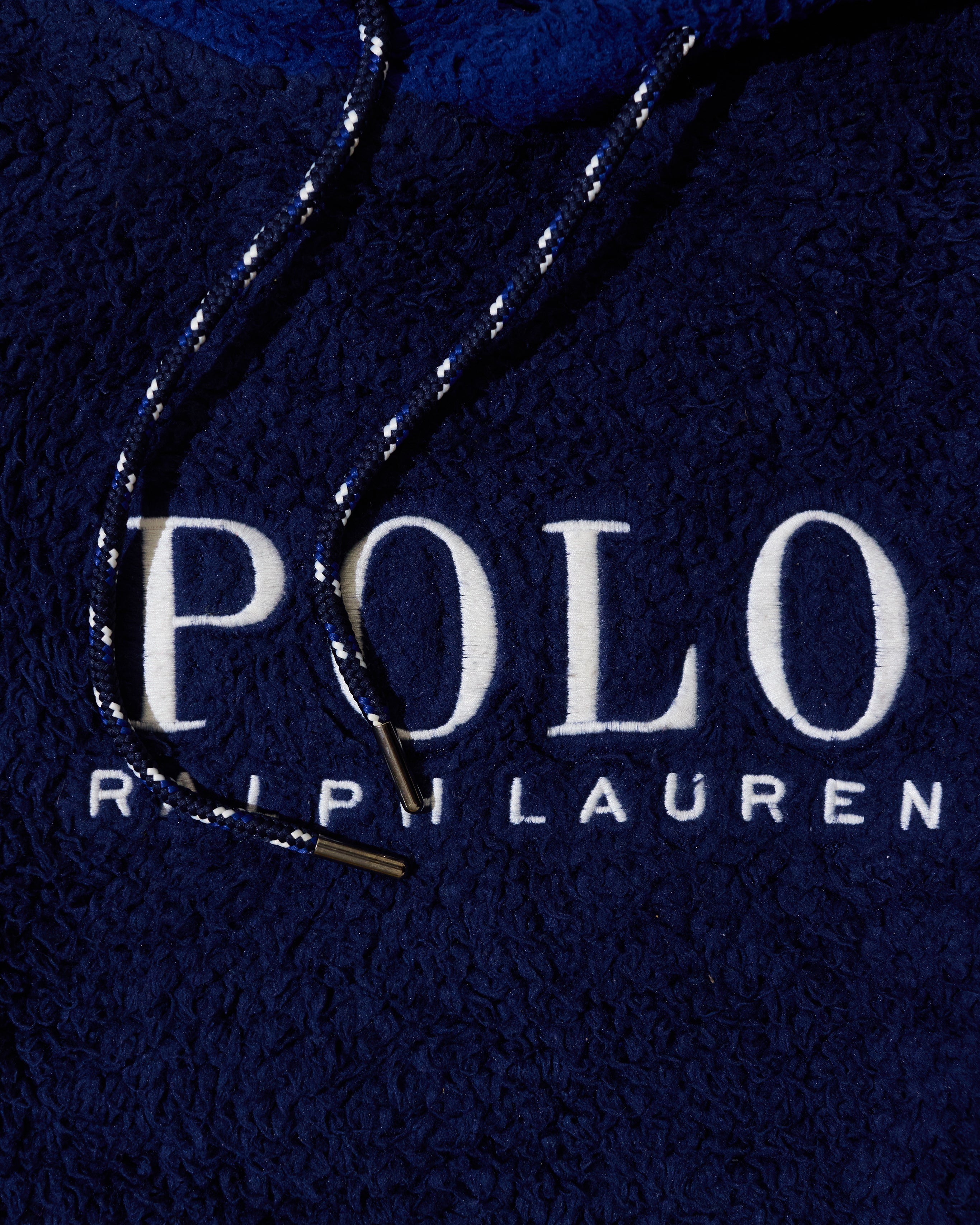 RL Navy & White Sherpa fleece hoodie (S-M)