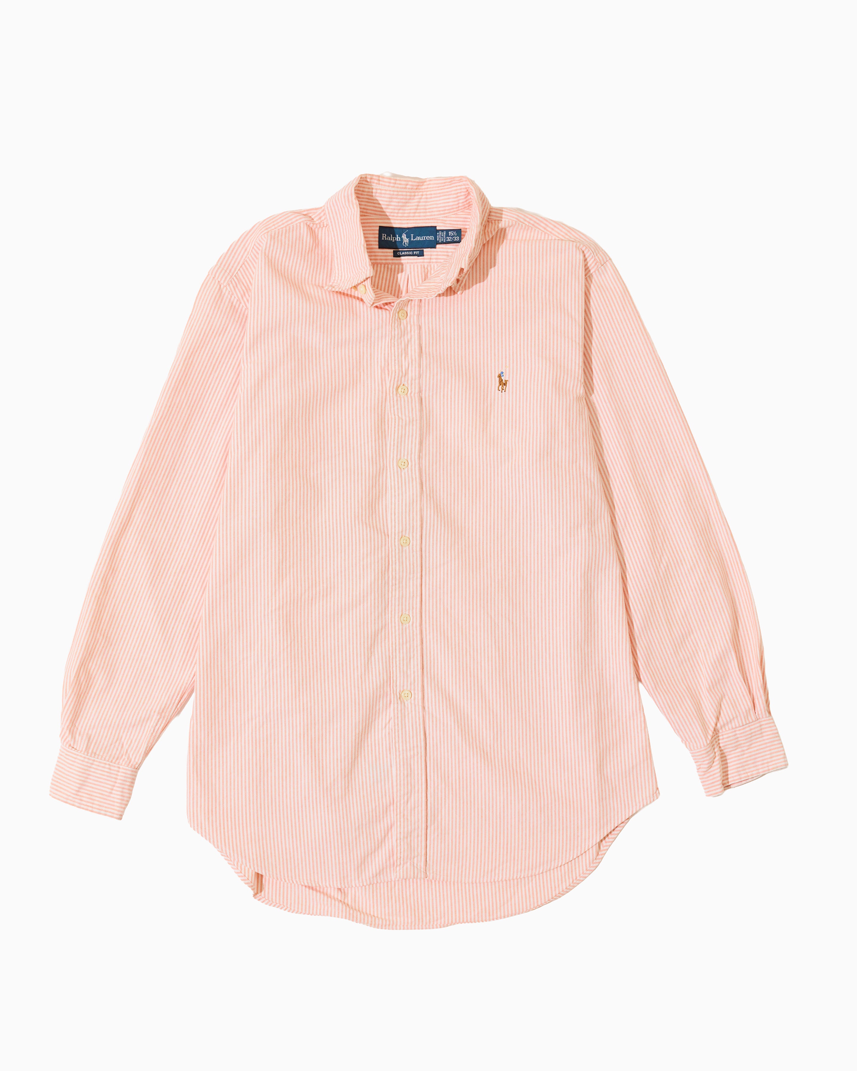 Ralph Lauren Classic Fit Peach & White Pinstripe Button-Down Shirt (M)