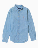 RL Light Blue Denim Button Down Shirt & Multicolor Logo (M)