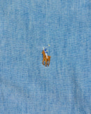 RL Light Blue Denim Button Down Shirt & Multicolor Logo (M)