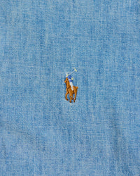 RL Light Blue Denim Button Down Shirt & Multicolor Logo (M)