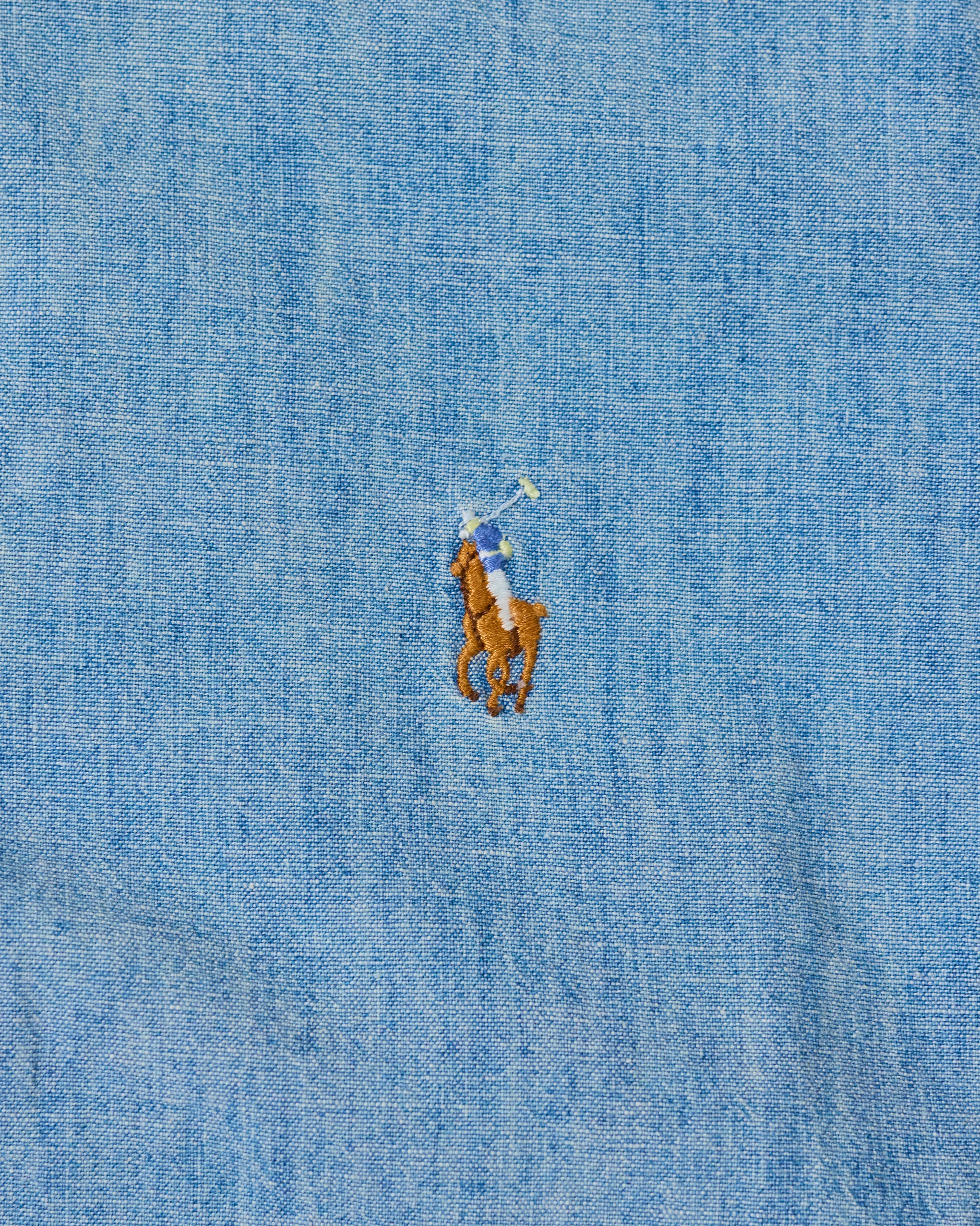 RL Light Blue Denim Button Down Shirt & Multicolor Logo (M)