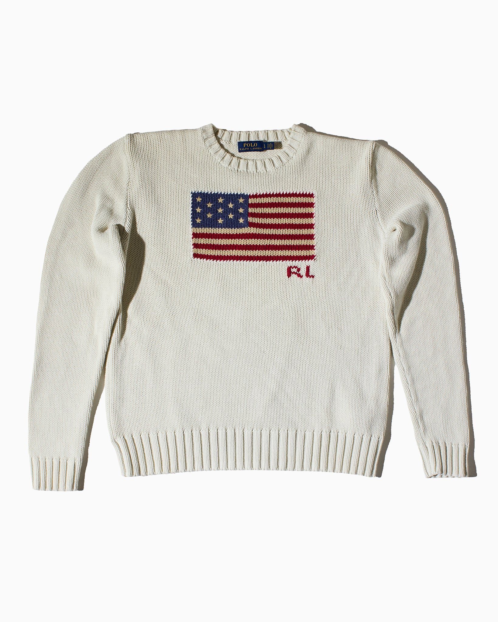 RL White American Flag Sweater