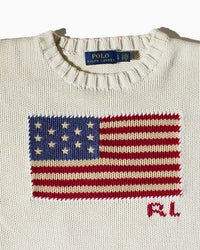 RL White American Flag Sweater