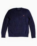 RL Navy & Orange Logo Cable Knit Sweater