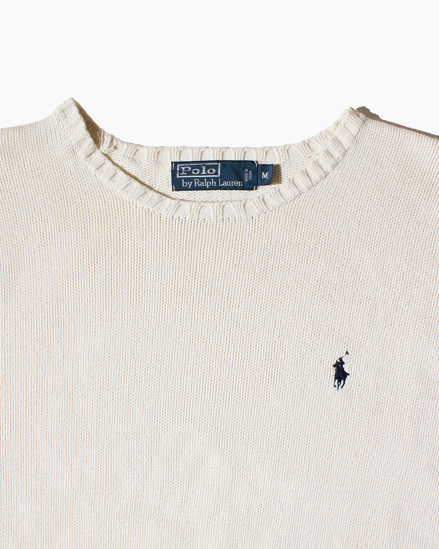 RL Cream & Navy Logo Sweater