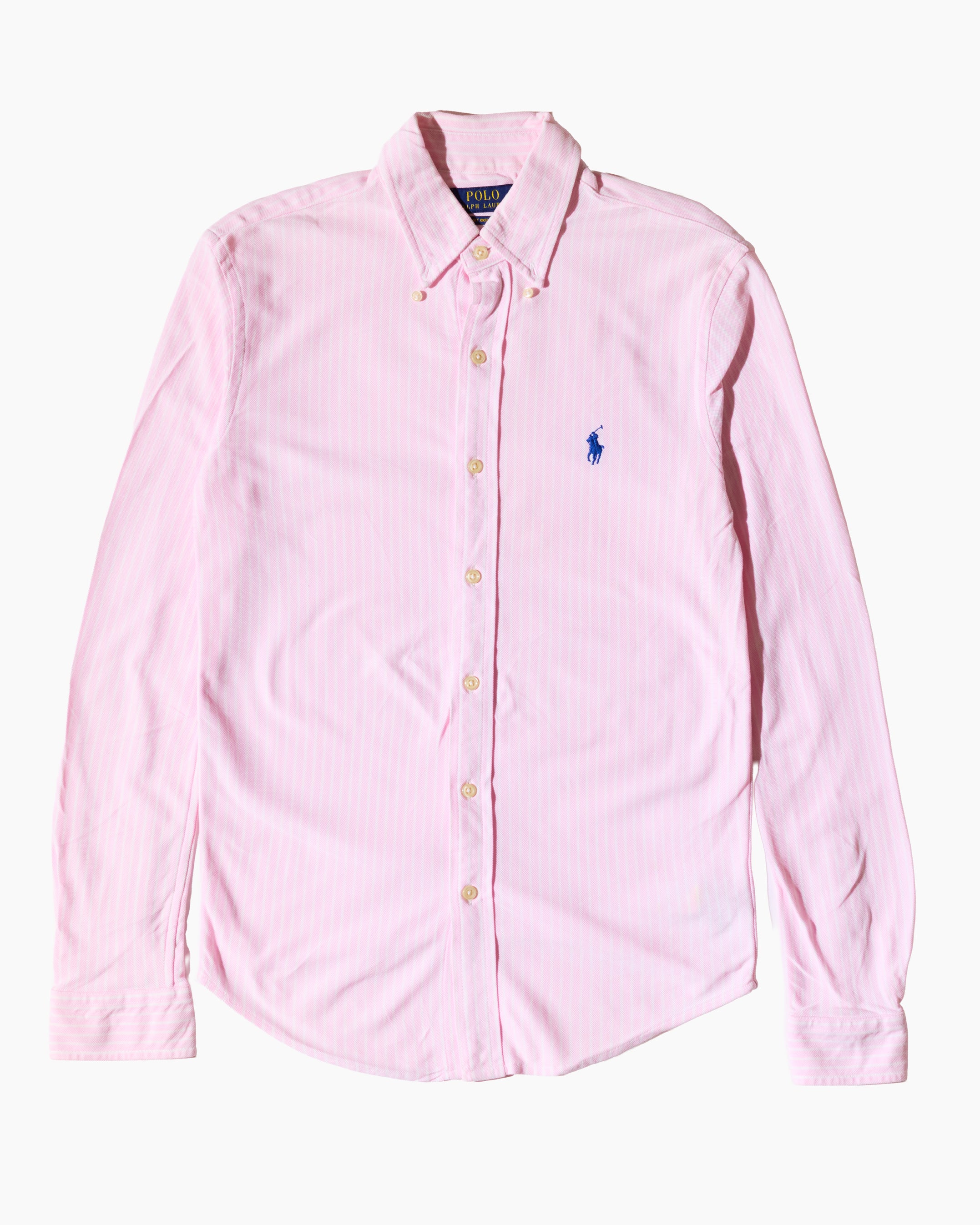 RL Pink & White Striped Blue Logo Shirt