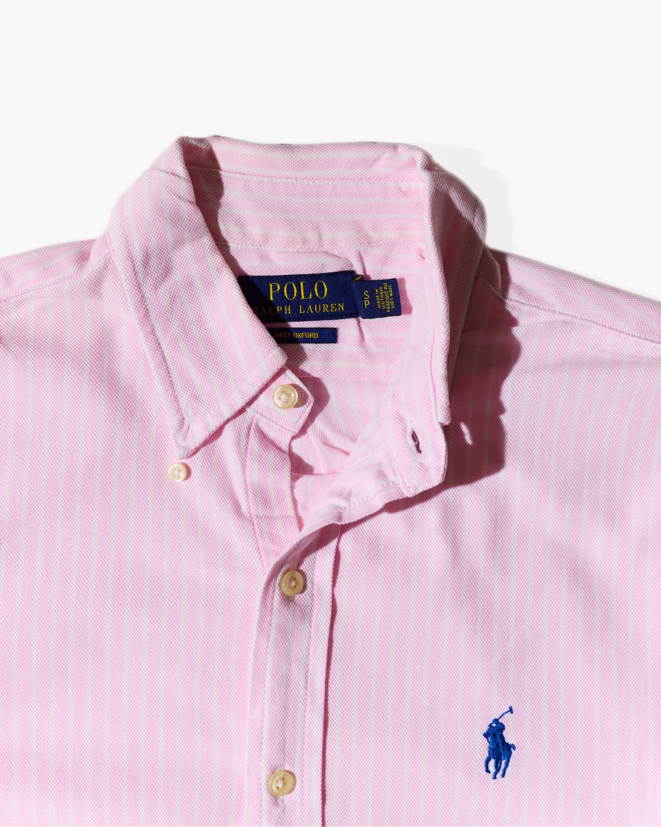 RL Pink & White Striped Blue Logo Shirt