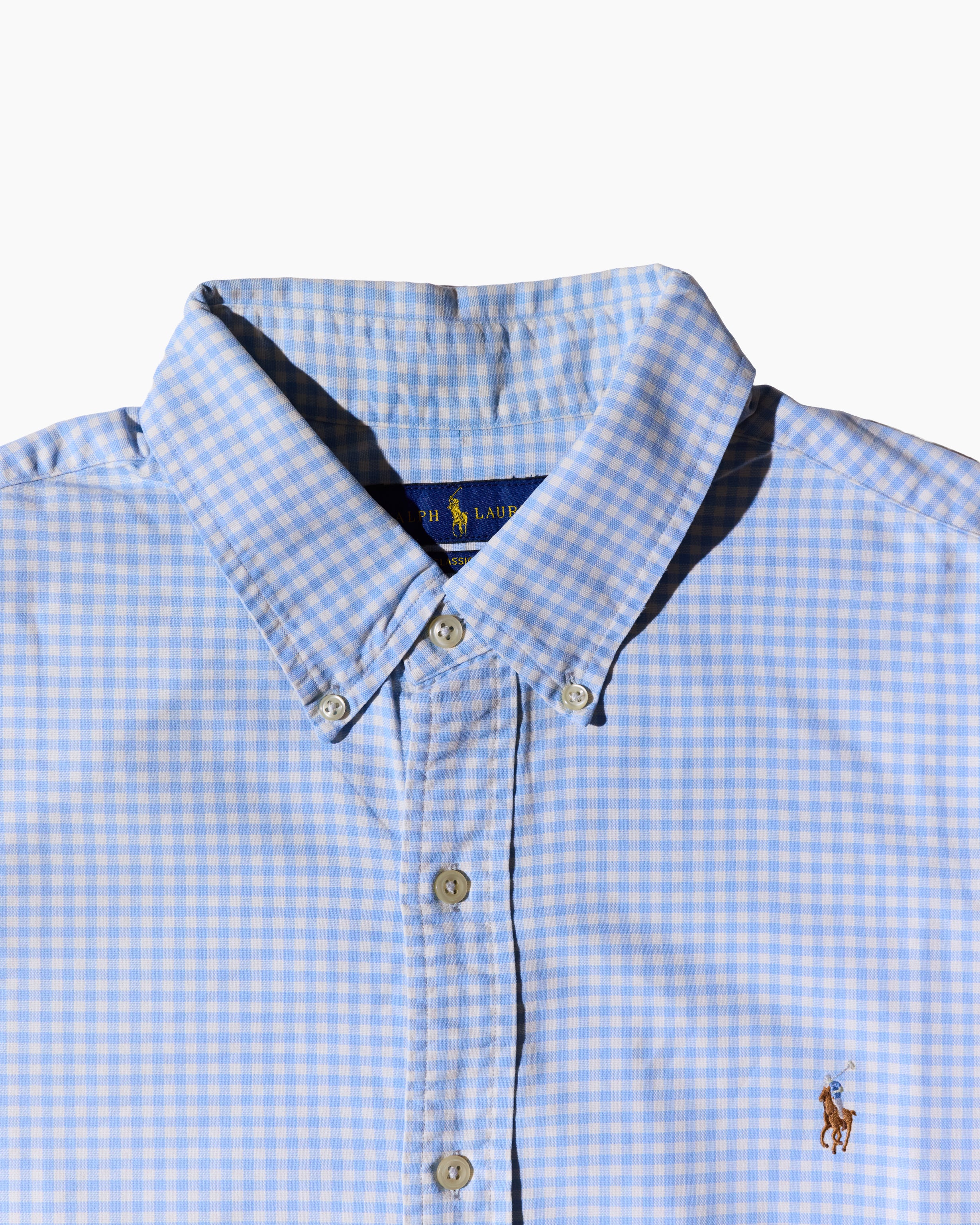 RL Light Blue Check & Brown Logo Shirt