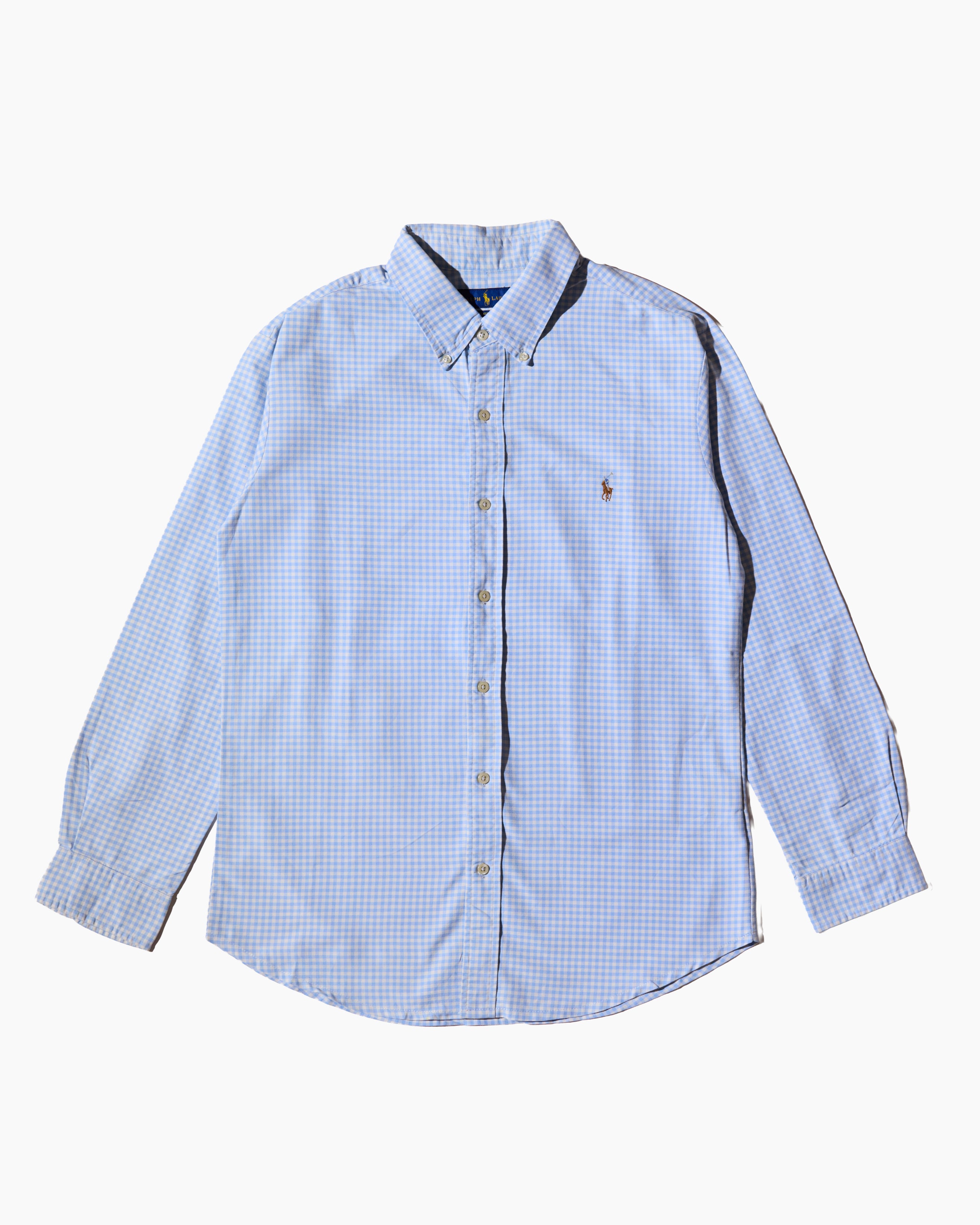 RL Light Blue Check & Brown Logo Shirt