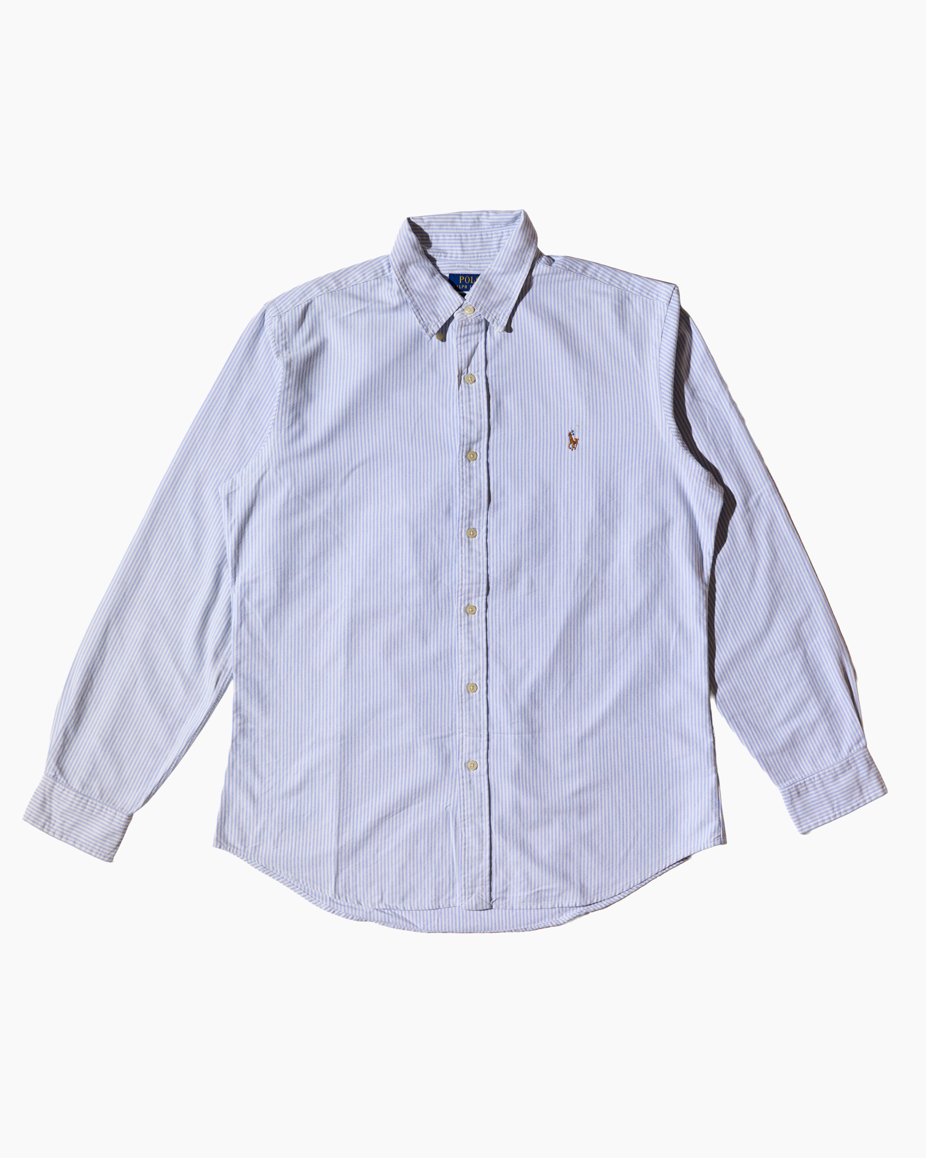 RL Blue & White Striped Brown Logo Shirt