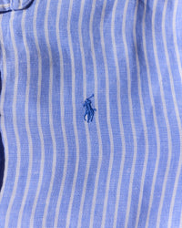 RL Blue & White Striped Blue Logo linen Shirt