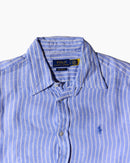 RL Blue & White Striped Blue Logo linen Shirt