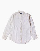 RL White &Navy Logo Linen Shirt