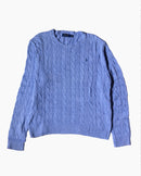 RL Light Blue & Blue Logo Cable Knit