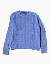 RL Light Blue & Blue Logo Cable Knit