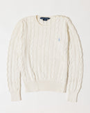 RL White Cable Knit Sweater & Light Blue Logo (M Women))