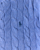 RL Light Blue & Blue Logo Cable Knit