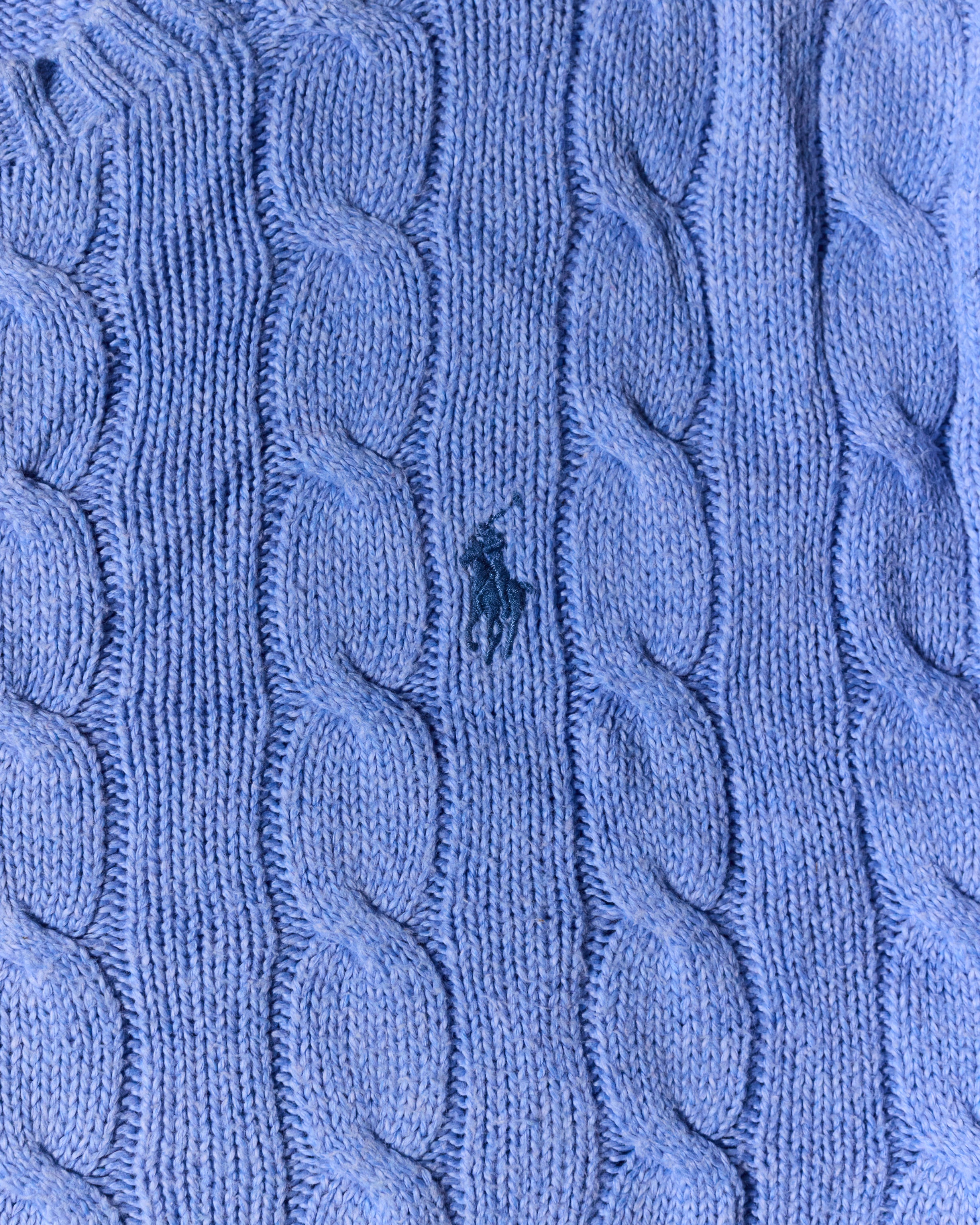 RL Light Blue & Blue Logo Cable Knit