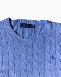 RL Light Blue & Blue Logo Cable Knit