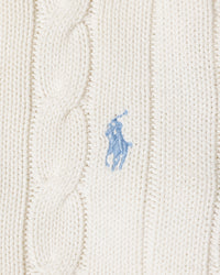 RL White Cable Knit Sweater & Light Blue Logo (M Women))