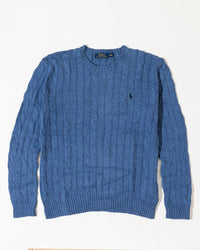 RL Blue Cable Knit Sweater & Navy Logo (S)