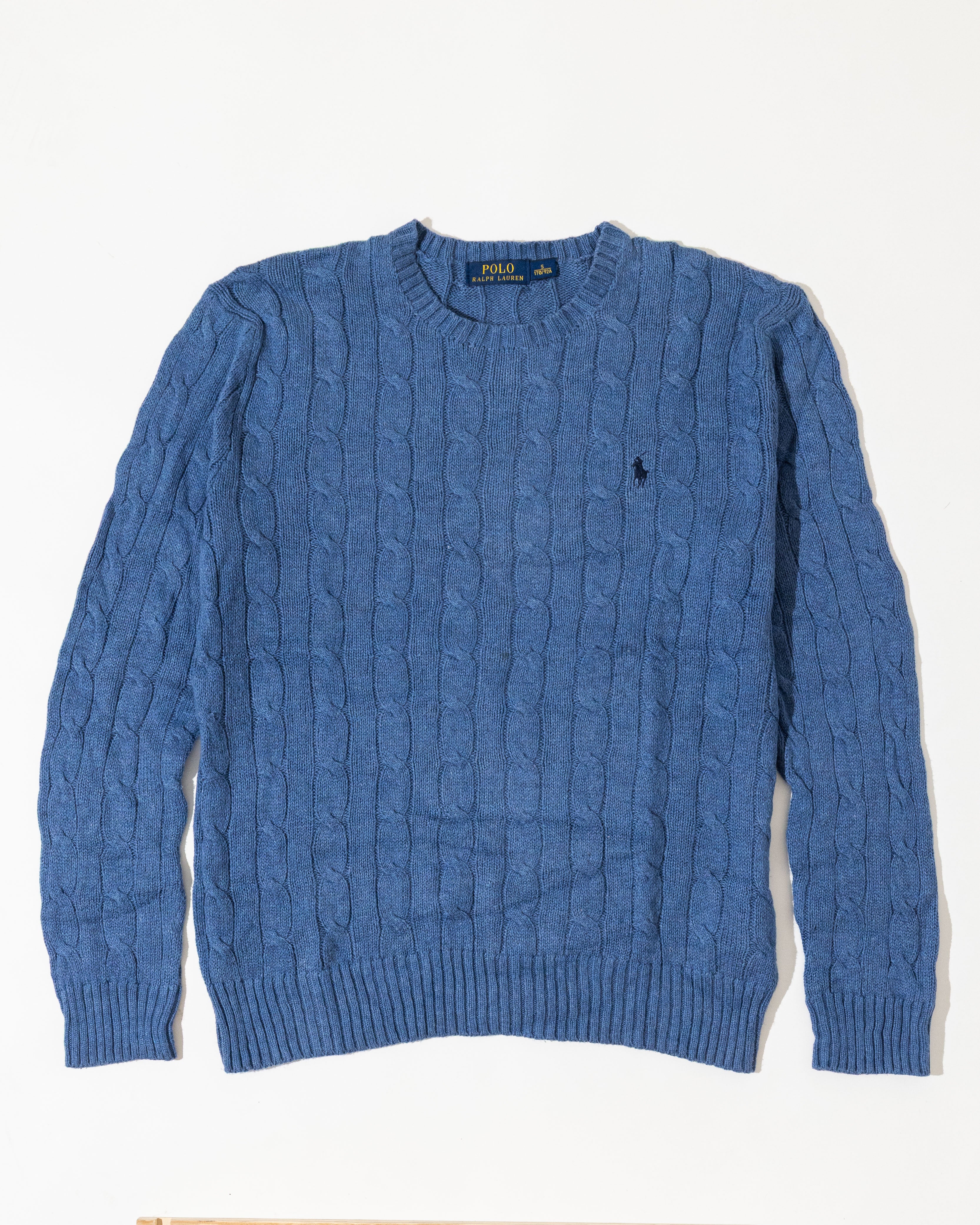 RL Blue Cable Knit Sweater & Navy Logo (S)