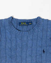 RL Blue Cable Knit Sweater & Navy Logo (S)