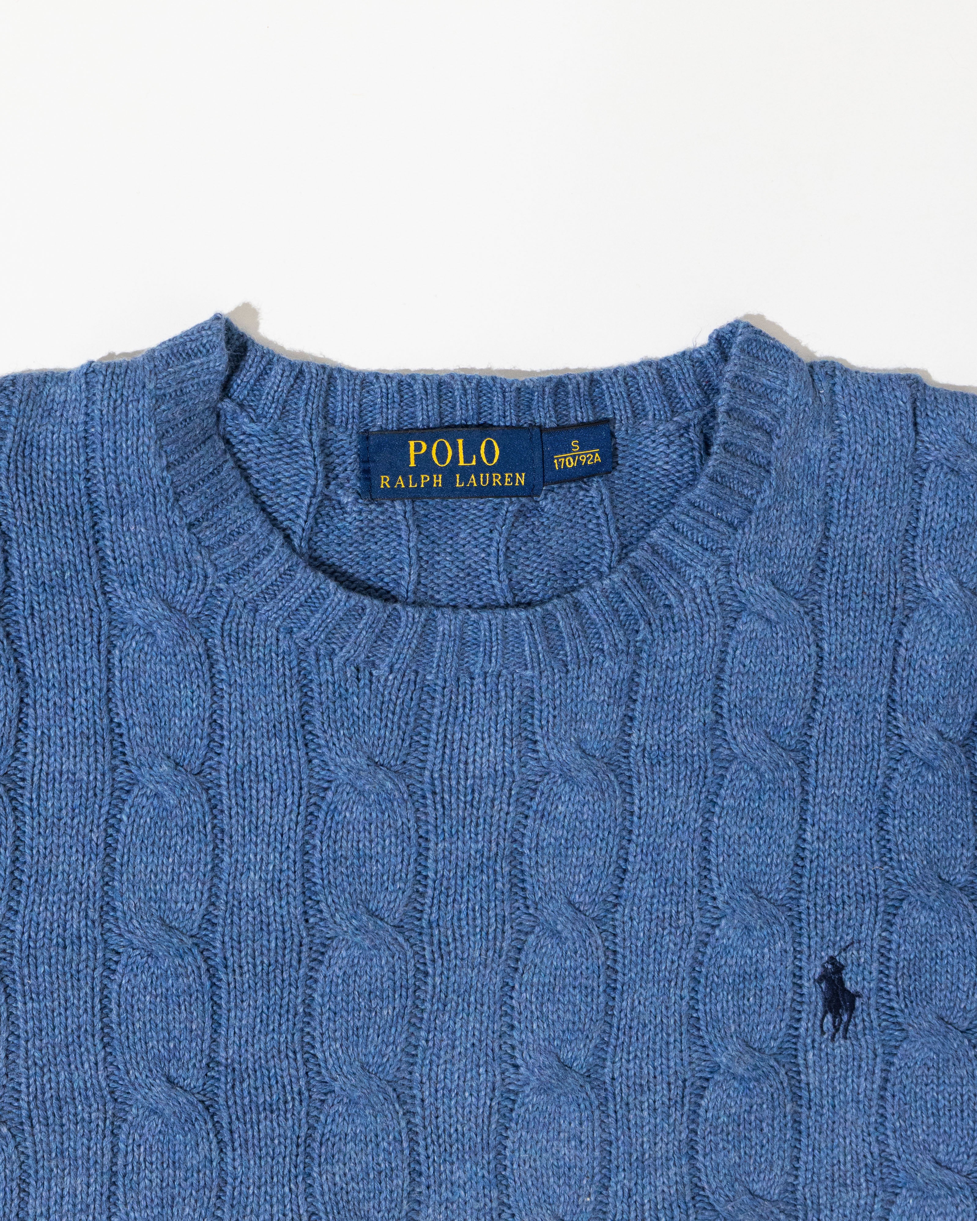 RL Blue Cable Knit Sweater & Navy Logo (S)