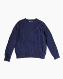 RL Navy & Red Logo Cable Knit
