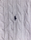 RL Light Grey & Navy Logo Cable Knit