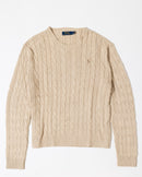 RL Cream Cable Knit Sweater & Tan Logo (L)