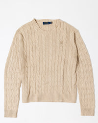 RL Cream Cable Knit Sweater & Tan Logo (L)