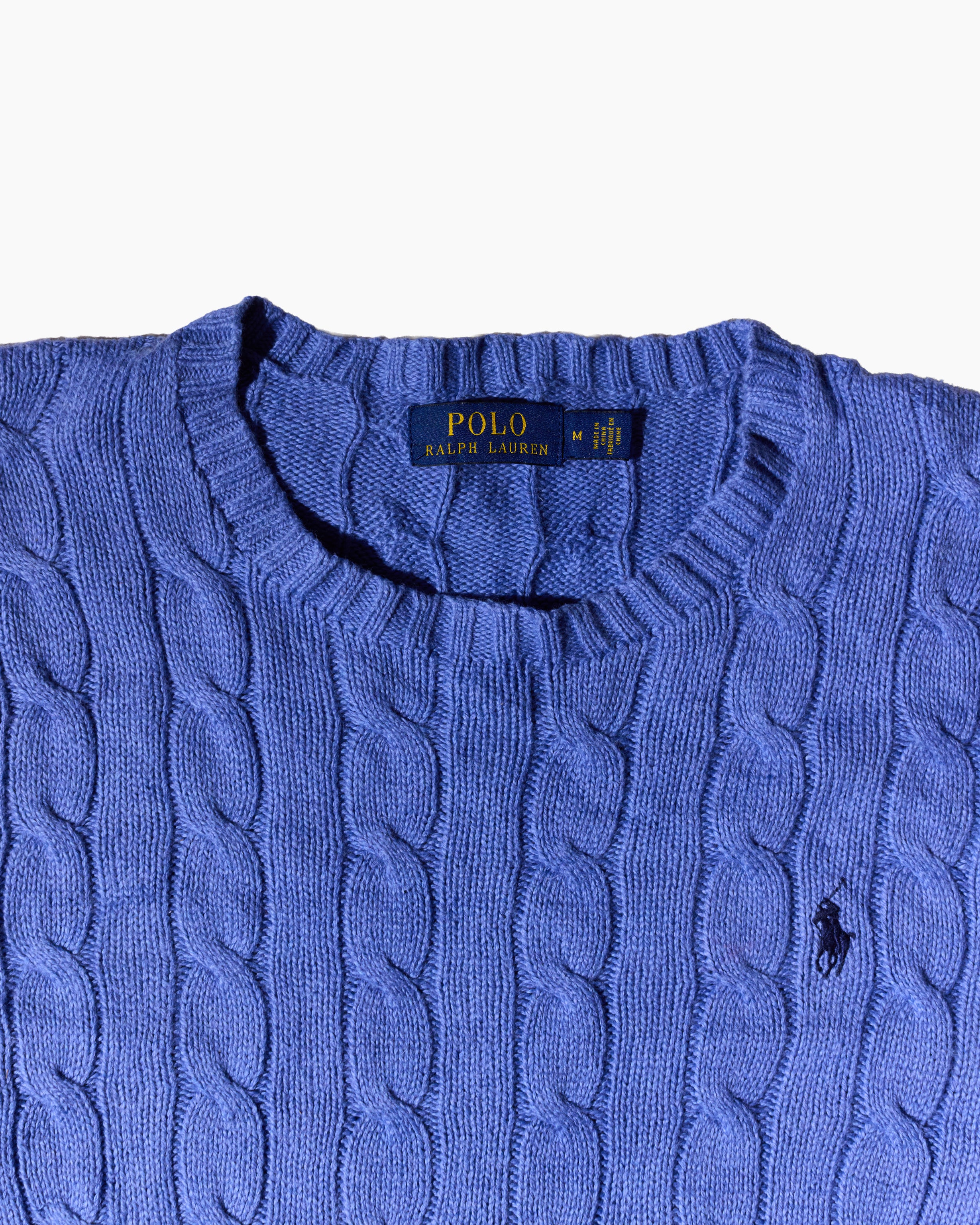 RL Purple & Navy Logo Cable Knit