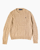 RL Beige & Navy Logo Cable Knit